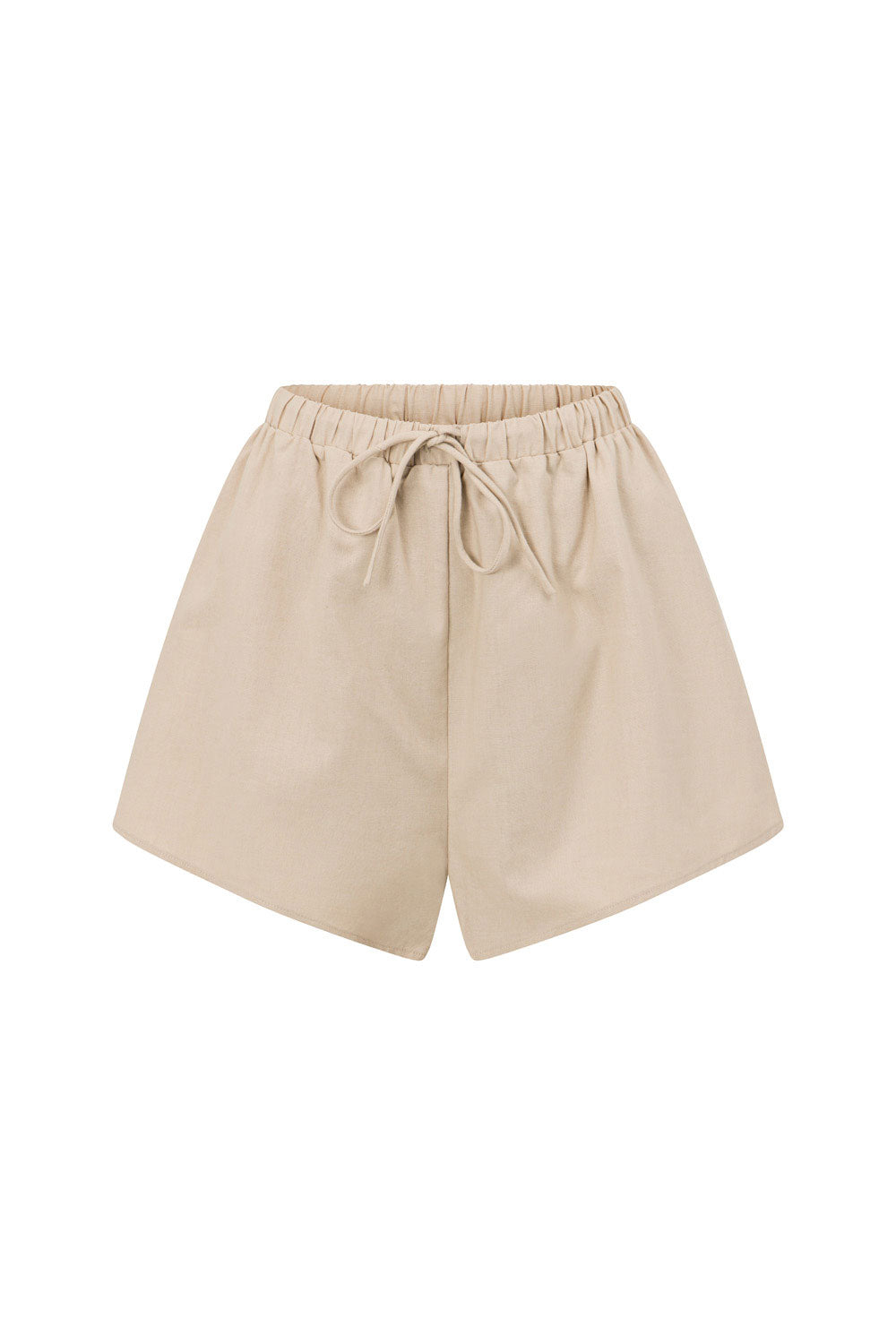 Tan Colored Akel Shorts - High Waisted with Elasticated Drawstring Waist
