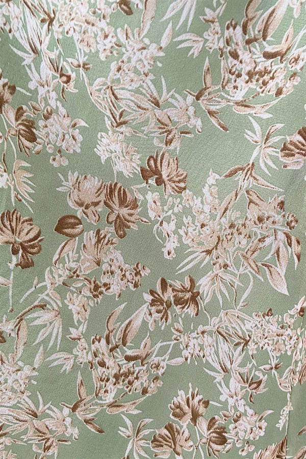 Sabo Exclusive Spring Eilish Floral Print Lightweight Khaki Women's Dress