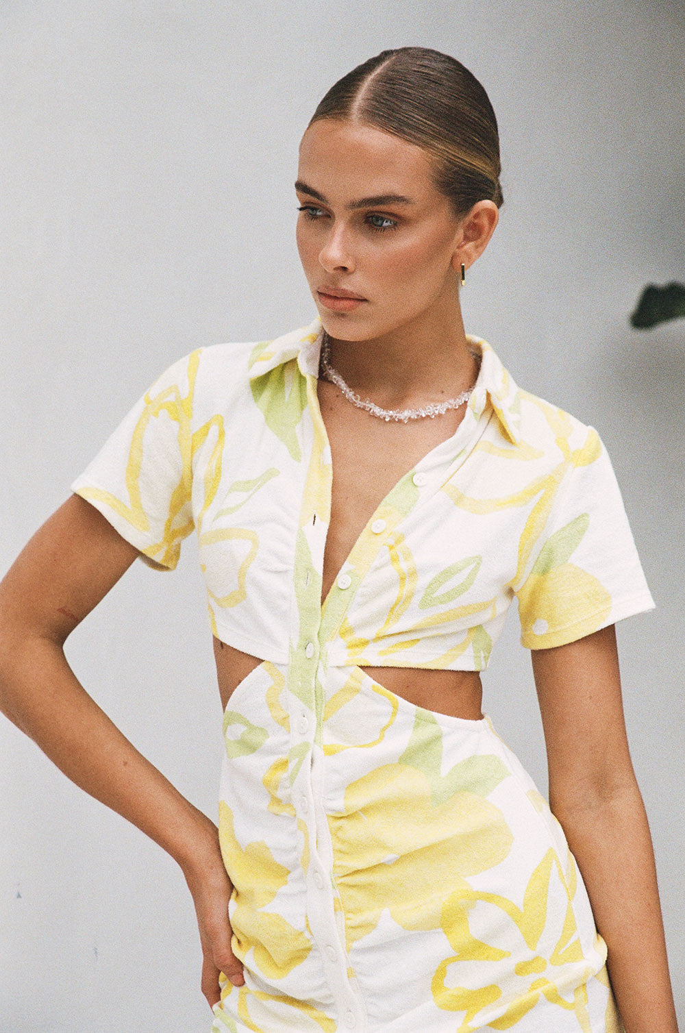 Sabo Exclusive Women's Tameeka Lemon Floral Print Cotton Towelling Dress