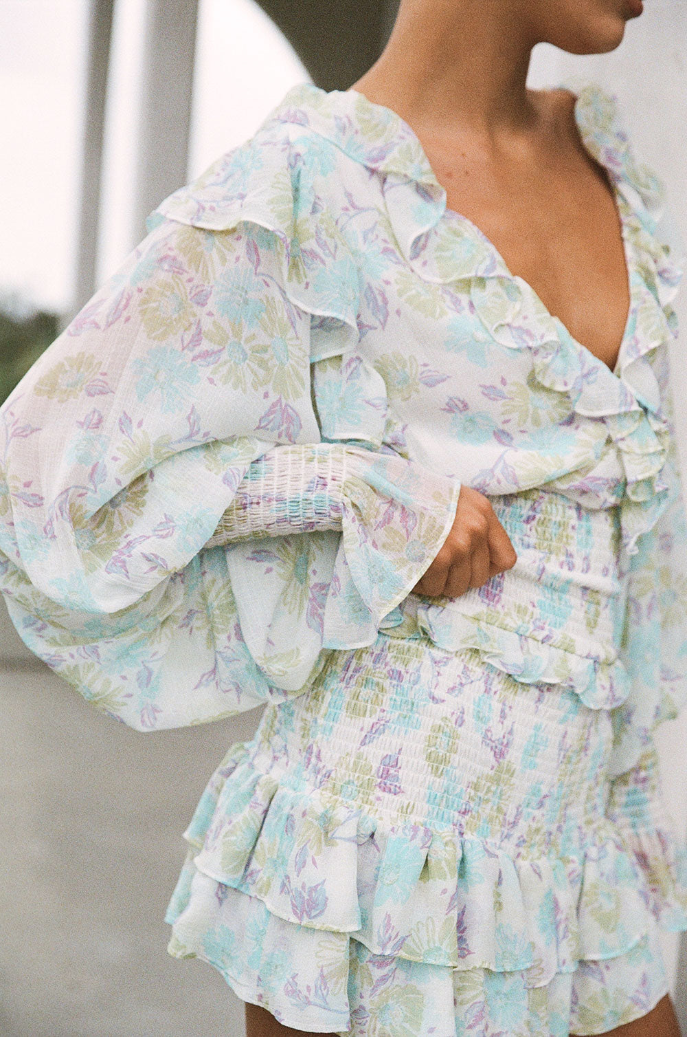 Stylish Floral Zaina Dress with Exclusive Blue Daisy Print