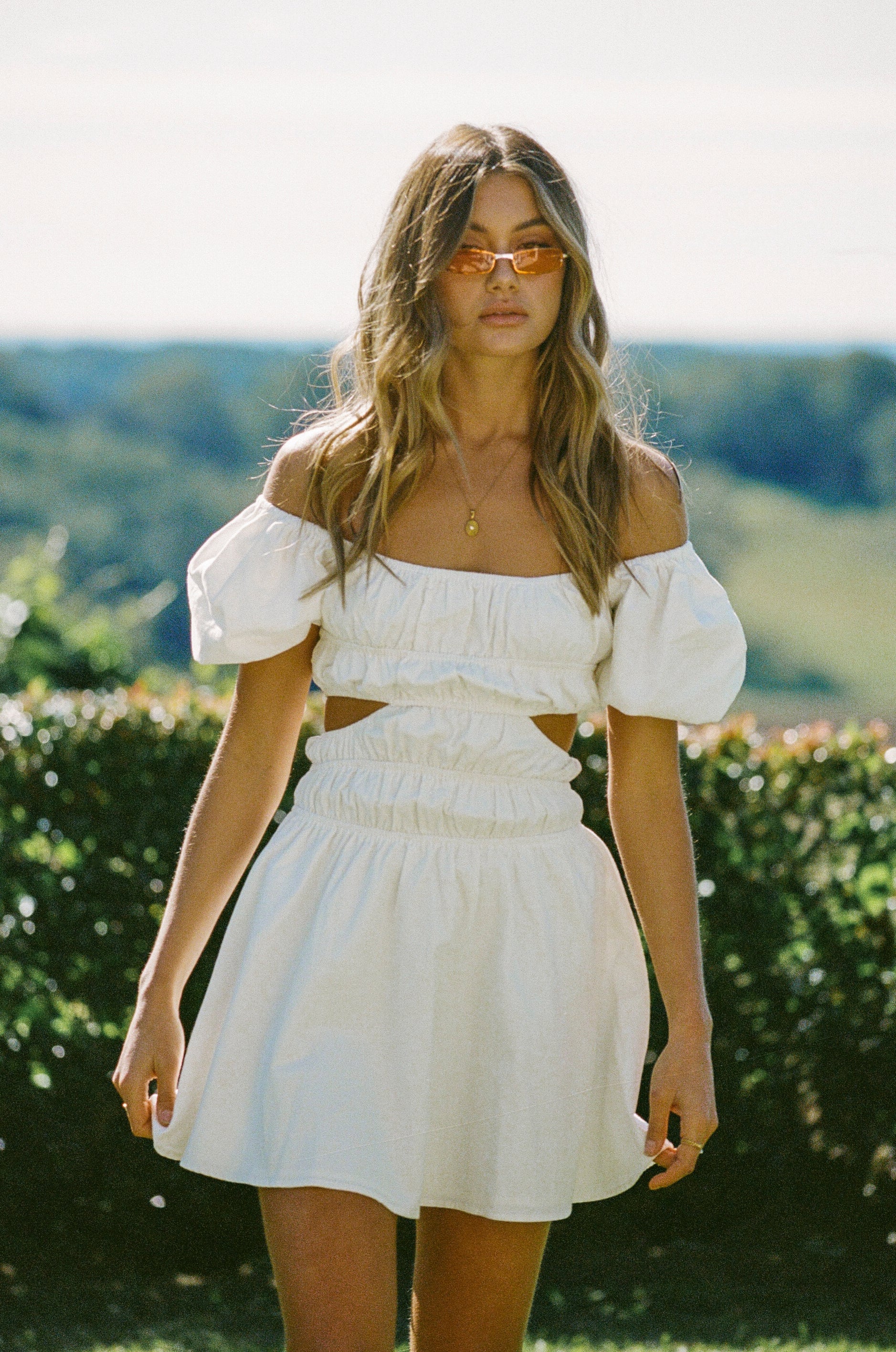 Exclusively Designed Sabo Women's White Cotton Wolfie Casual Dress