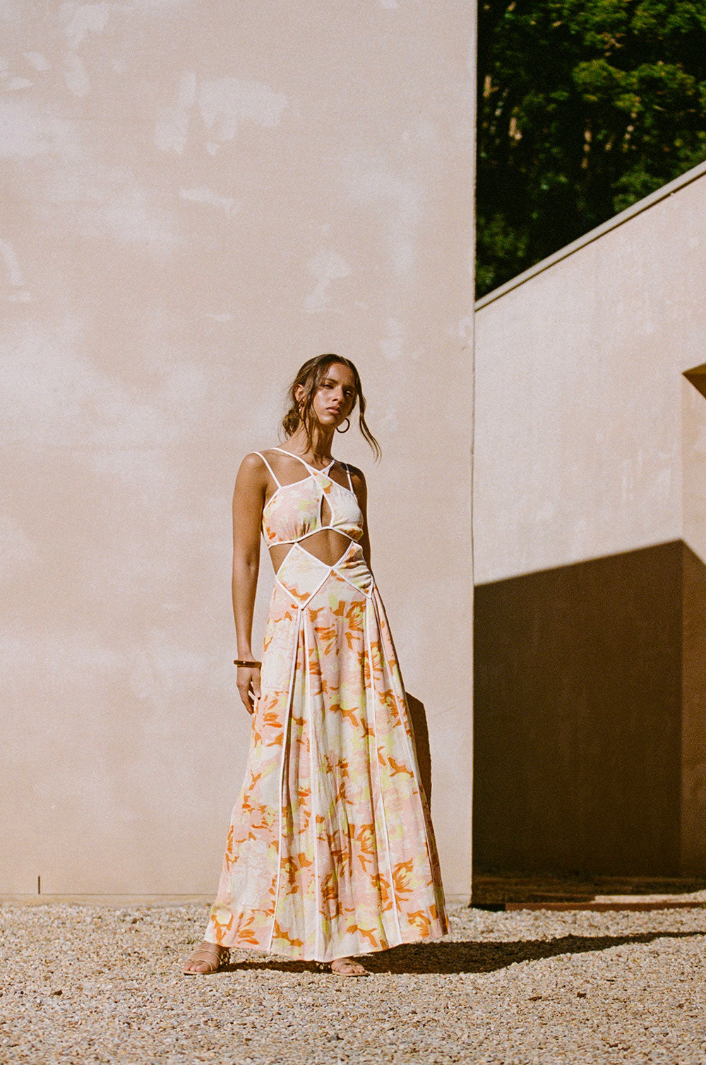 Exquisite Malaiya Motion Floral Zipper Crepe Dress