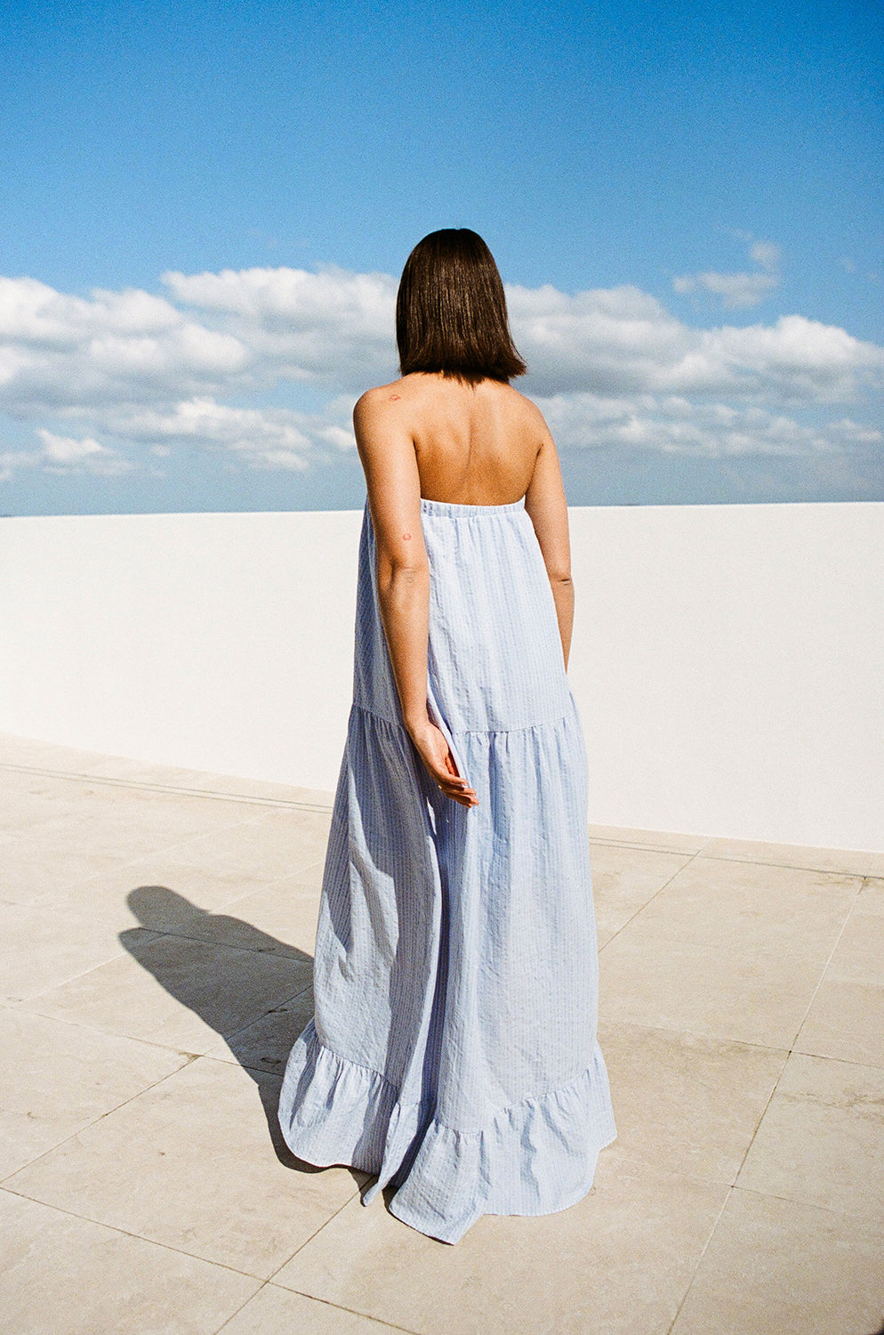 Sabo's Exclusive Lightweight Blue Bella Strapless Maxi Dress
