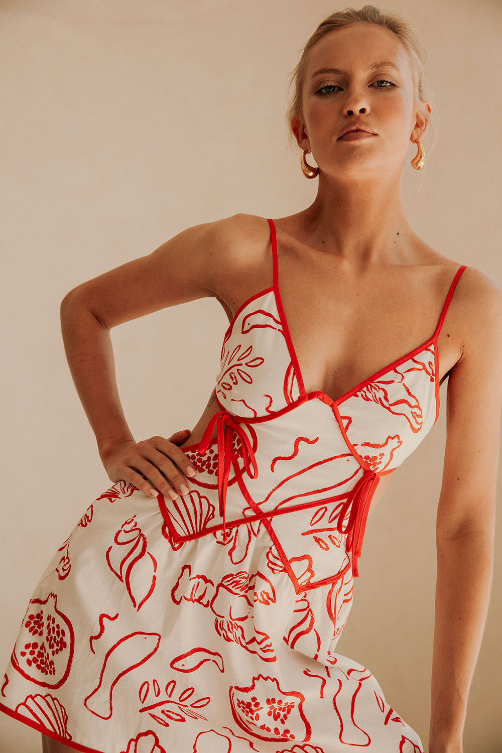 Shoreline Red Backless Amie Dress with Unique Design