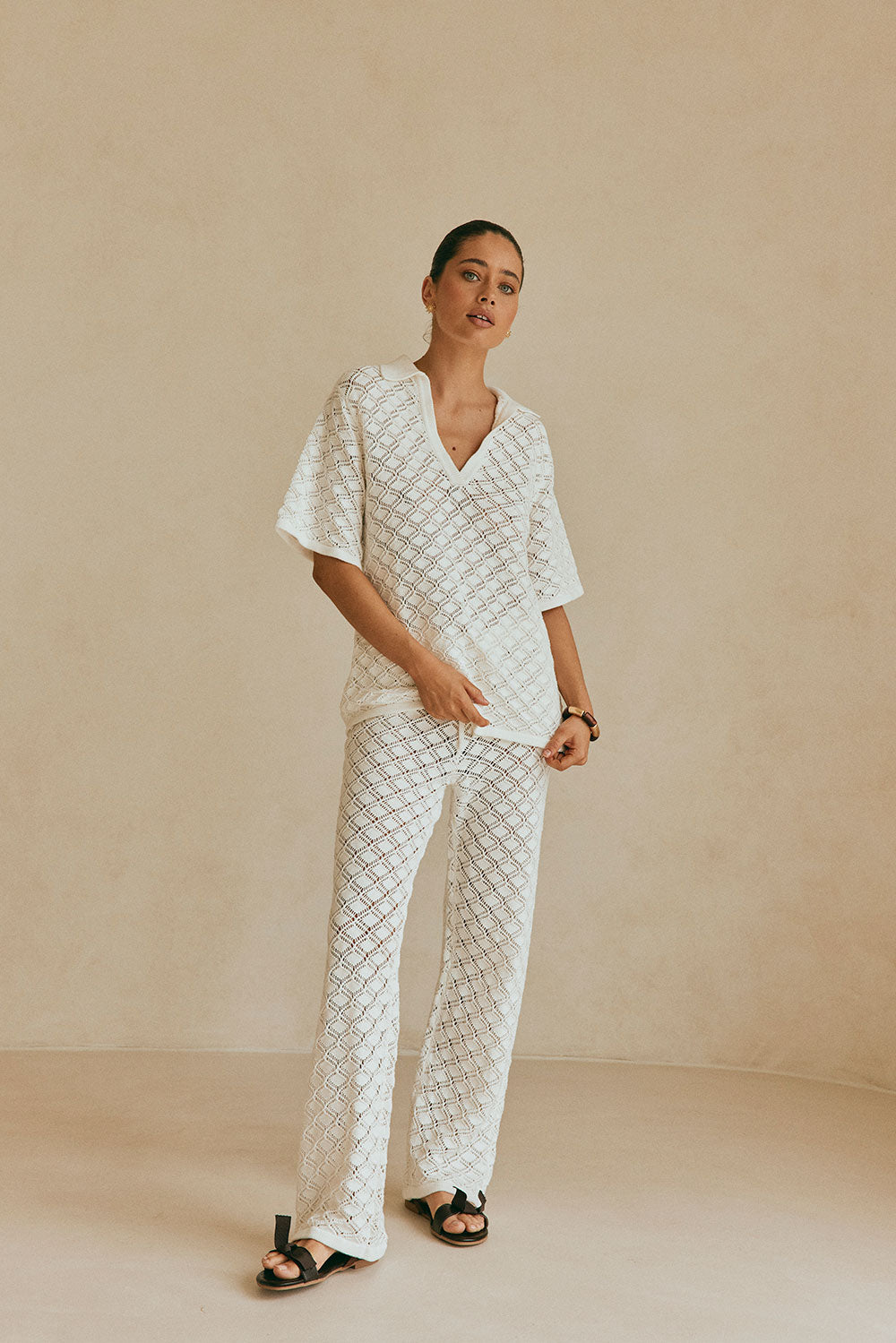 Stylish White Knit Aya Pants - Unique Sample Piece