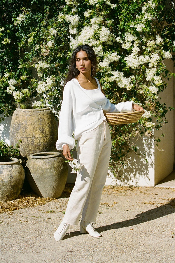 White Lightweight Ribbed Evalia Cardigan for Cooler Months