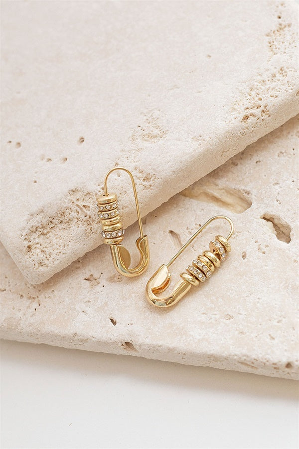 Gorgeous Gold-Toned Gemstone Charm Pin Earrings for a Stunning Look