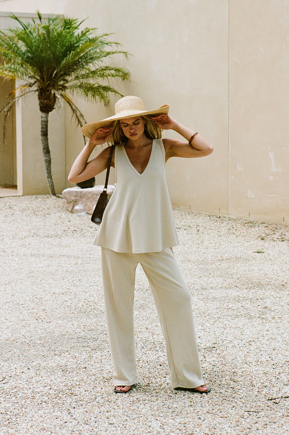 Soft and Stylish Fawn - Colored Lana Top for a Relaxed Look