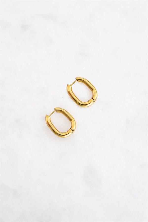 Stylish Gold-Toned Marquee Geometric Hoop Earrings for Women
