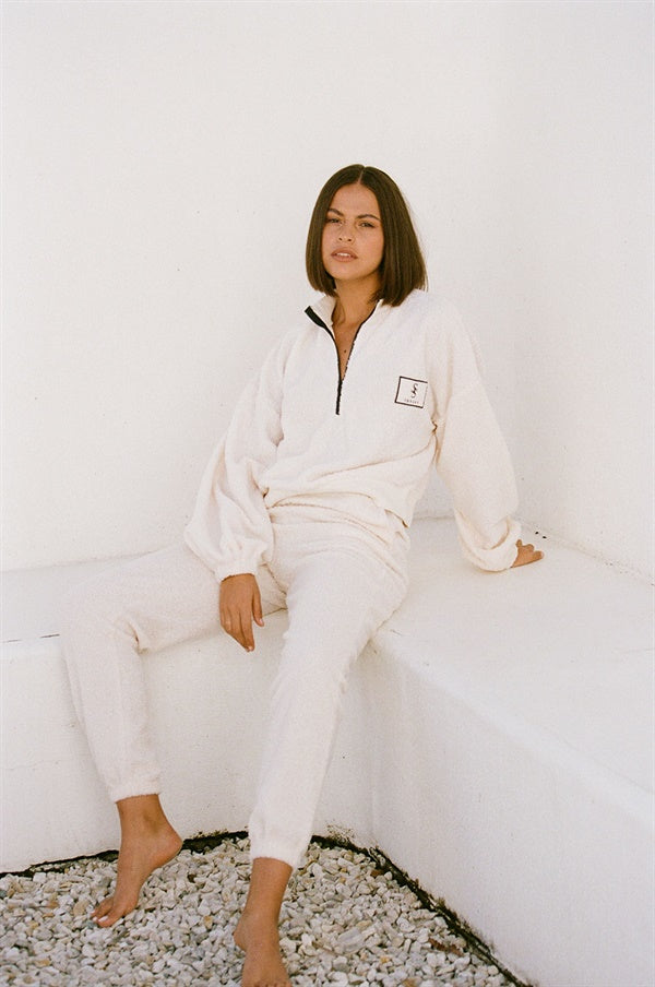 Super Soft Cream Sherpa High-Waisted Kiri Cosy Pants