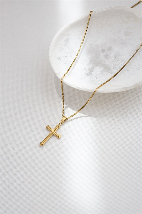 Gorgeous Gold-Toned Cross Necklace for Stylish Accessorizing