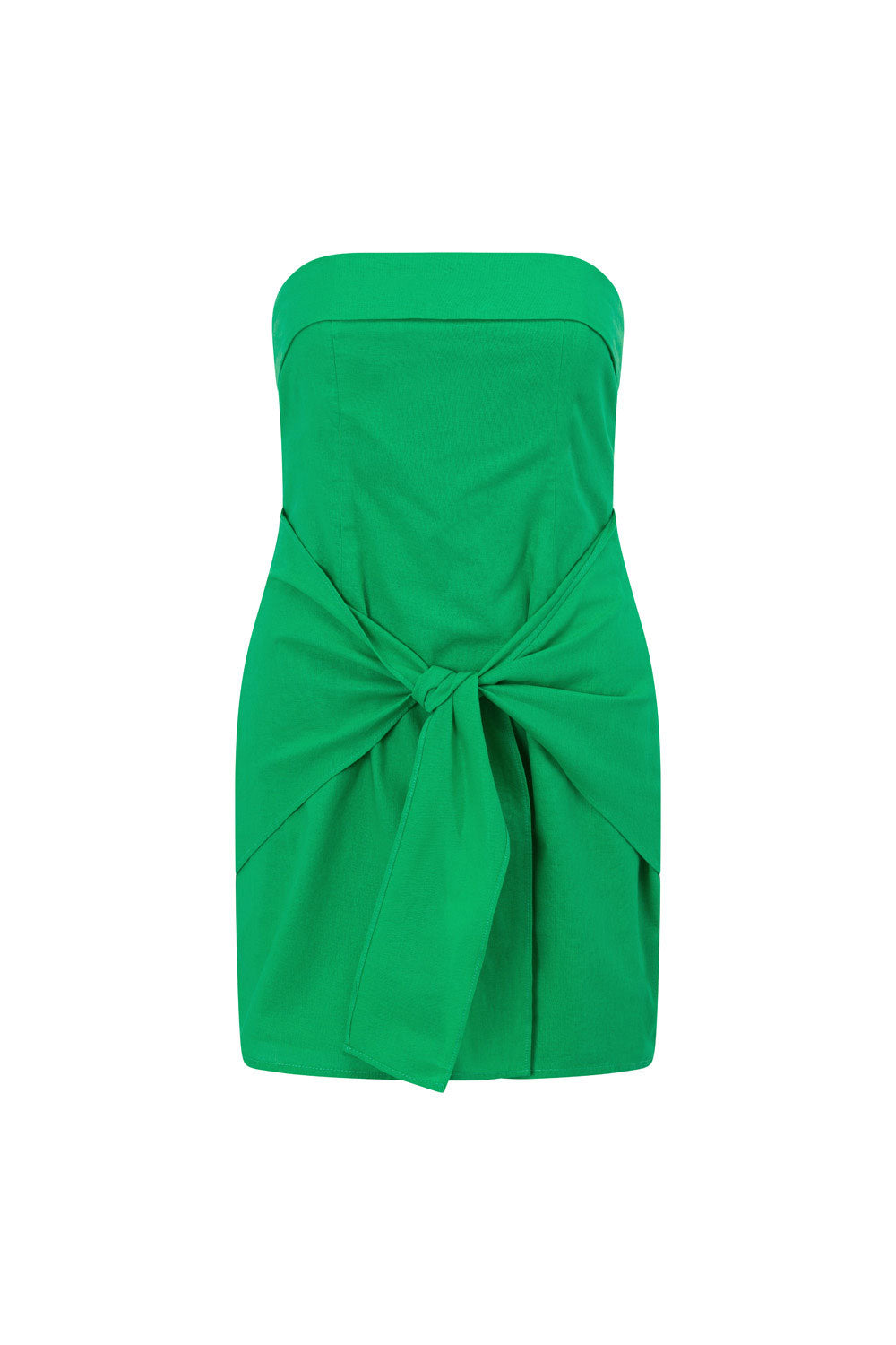 Ainsley Women's Strapless Mini Dress in Vibrant Green Cotton Blend