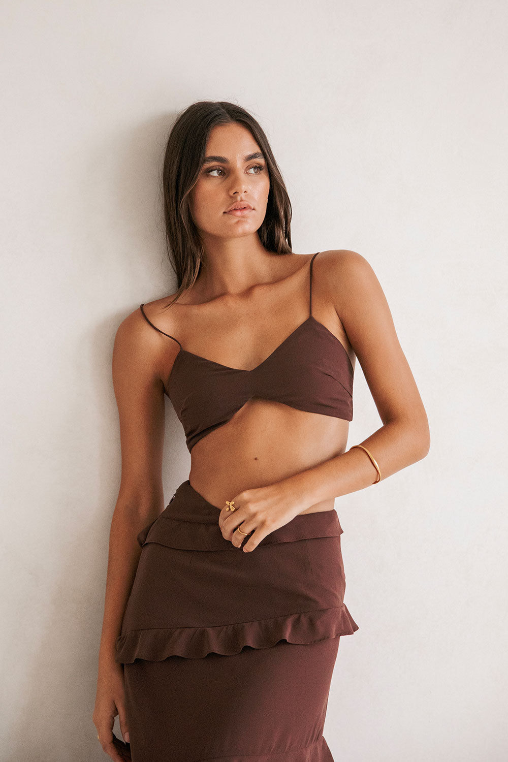 Exclusively Designed Chocolate Brown Sheer Chiffon Alyce Top