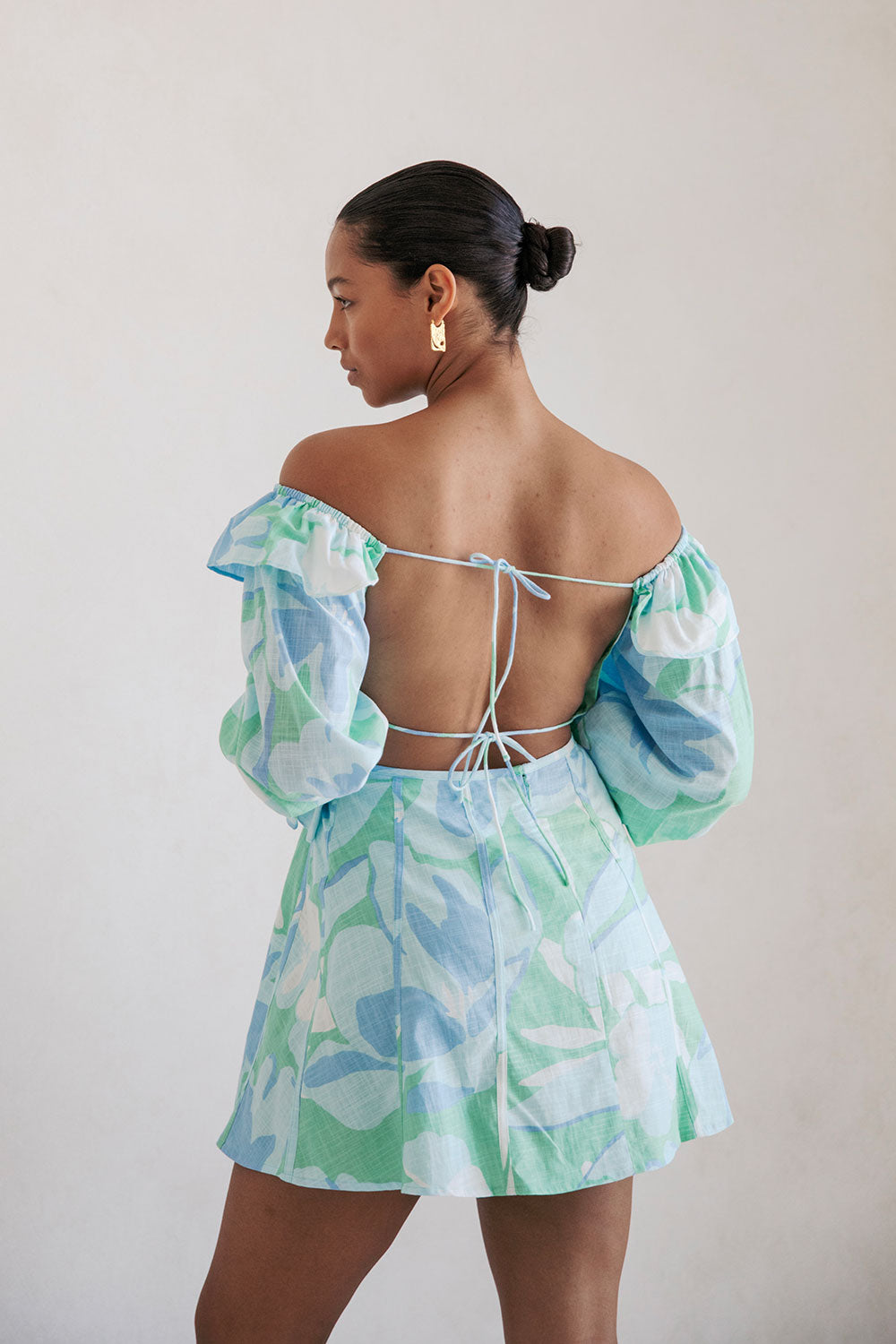 SABO LUXE Women's Backless Spring Petals Printed Elisha Dress for a Feminine Look