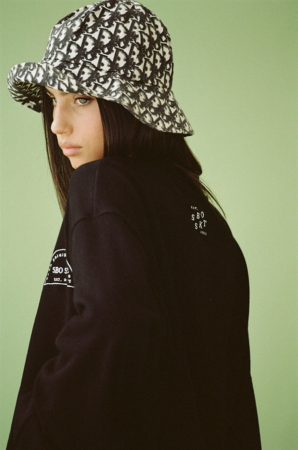 Stylish Black Luxor Cotton Sweater with Embroidered Logos