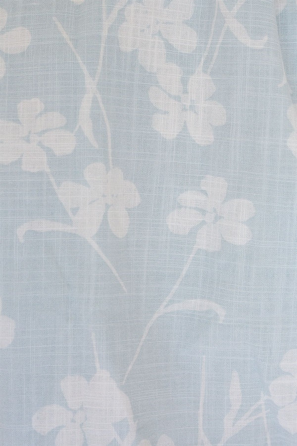 Soft Blue Natural Cotton Eve Mini Skirt with Exclusive Stem Floral Print