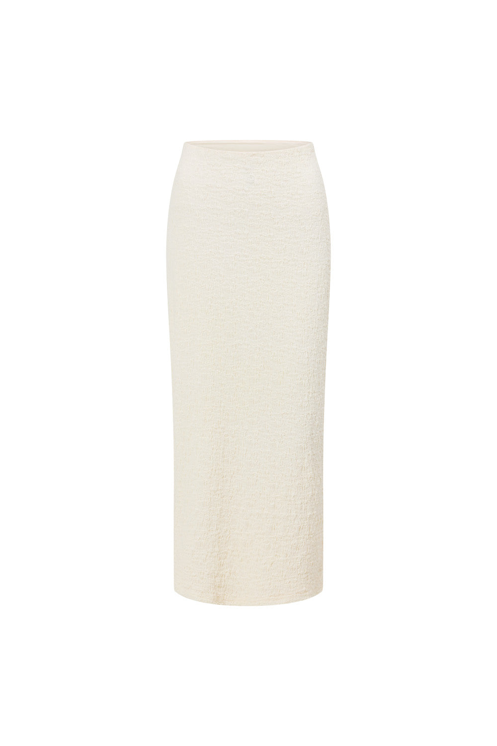 Elegant Cream Stretch Crinkle Radhi Midi Skirt