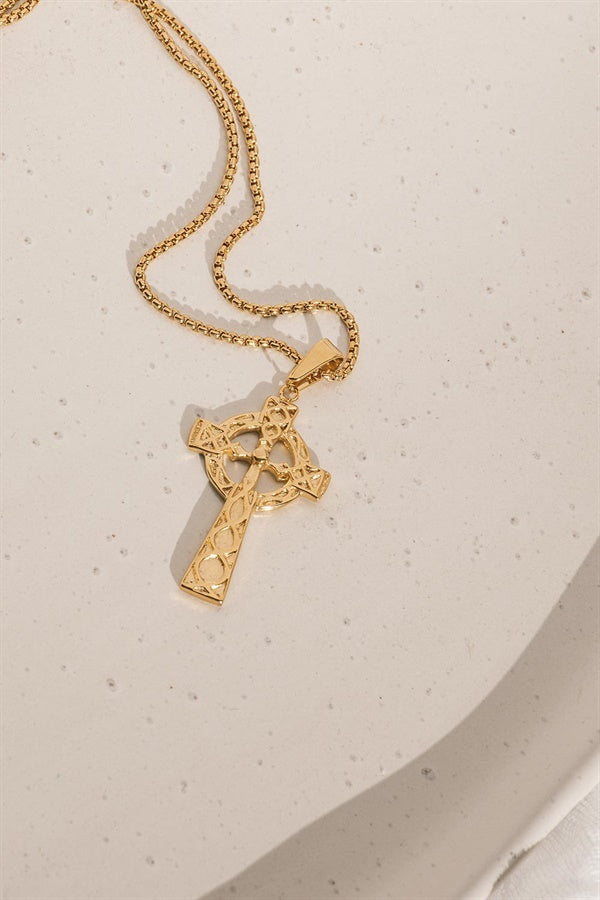 Stunning Gold - Toned Radiant Cross Necklace for Fashionable Outfits