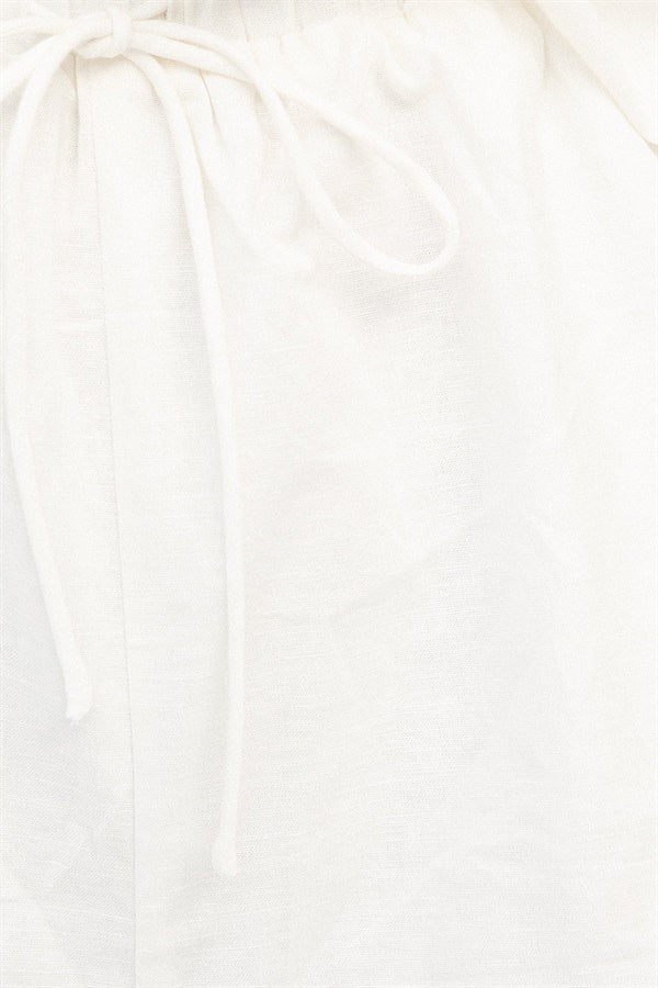 Elegant Off-White Linen Everley High-Waisted Shorts