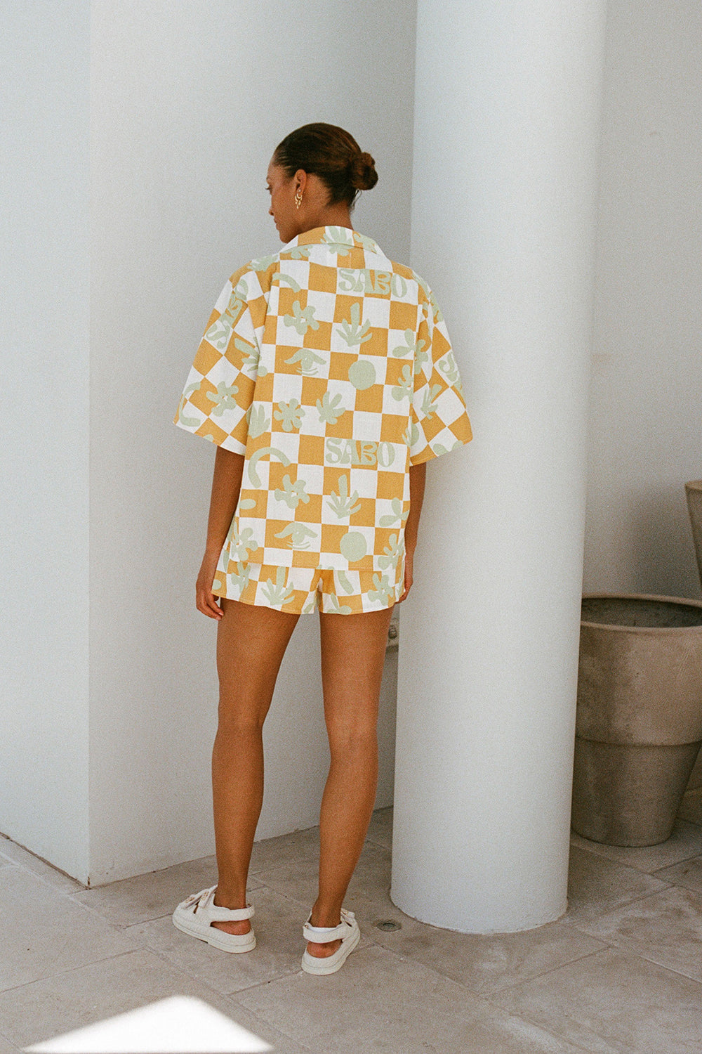 Sabo Exclusive Checkerboard Print Relaxed Seona Top