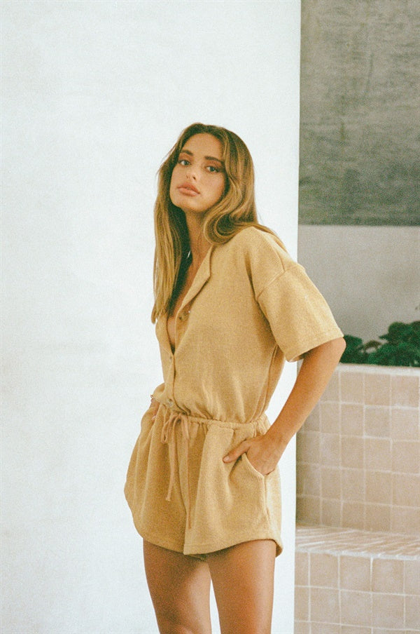 Mustard Lightweight Knit Juniper Playsuit - A Comfy and Cute Go - to Outfit