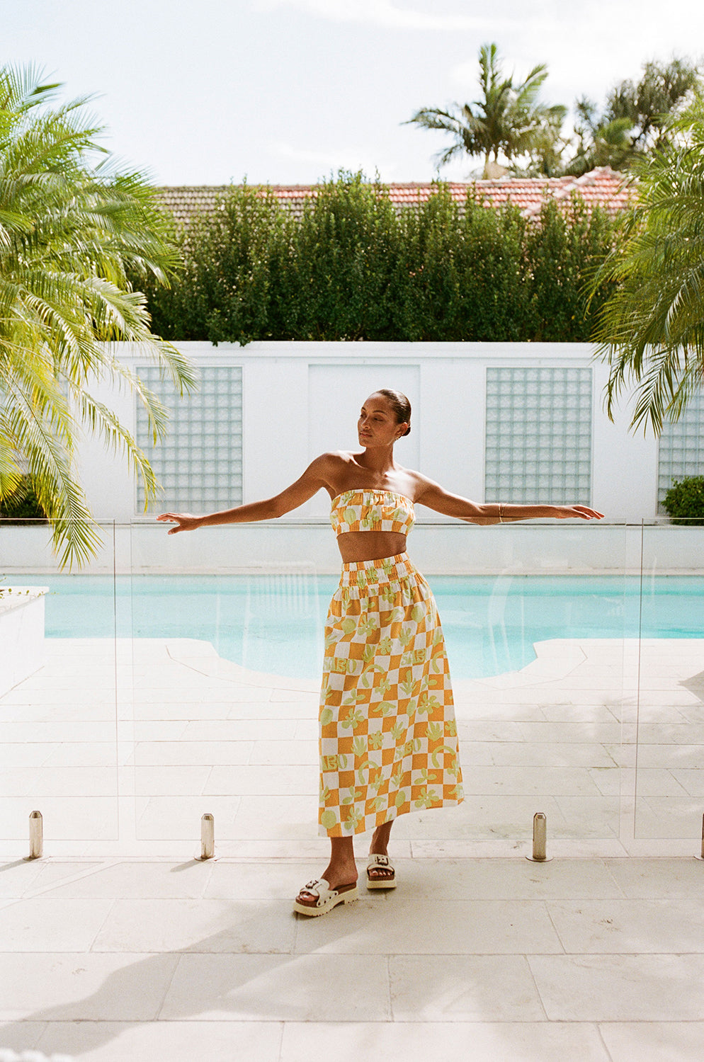 Unique Sabo Checkerboard Cooper Midi Skirt Sample