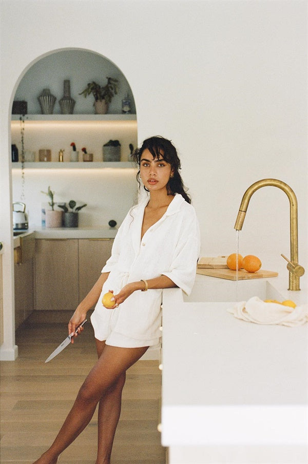 Sabo Skirt White Knit Casual Kase Shorts - Unique Sample Piece