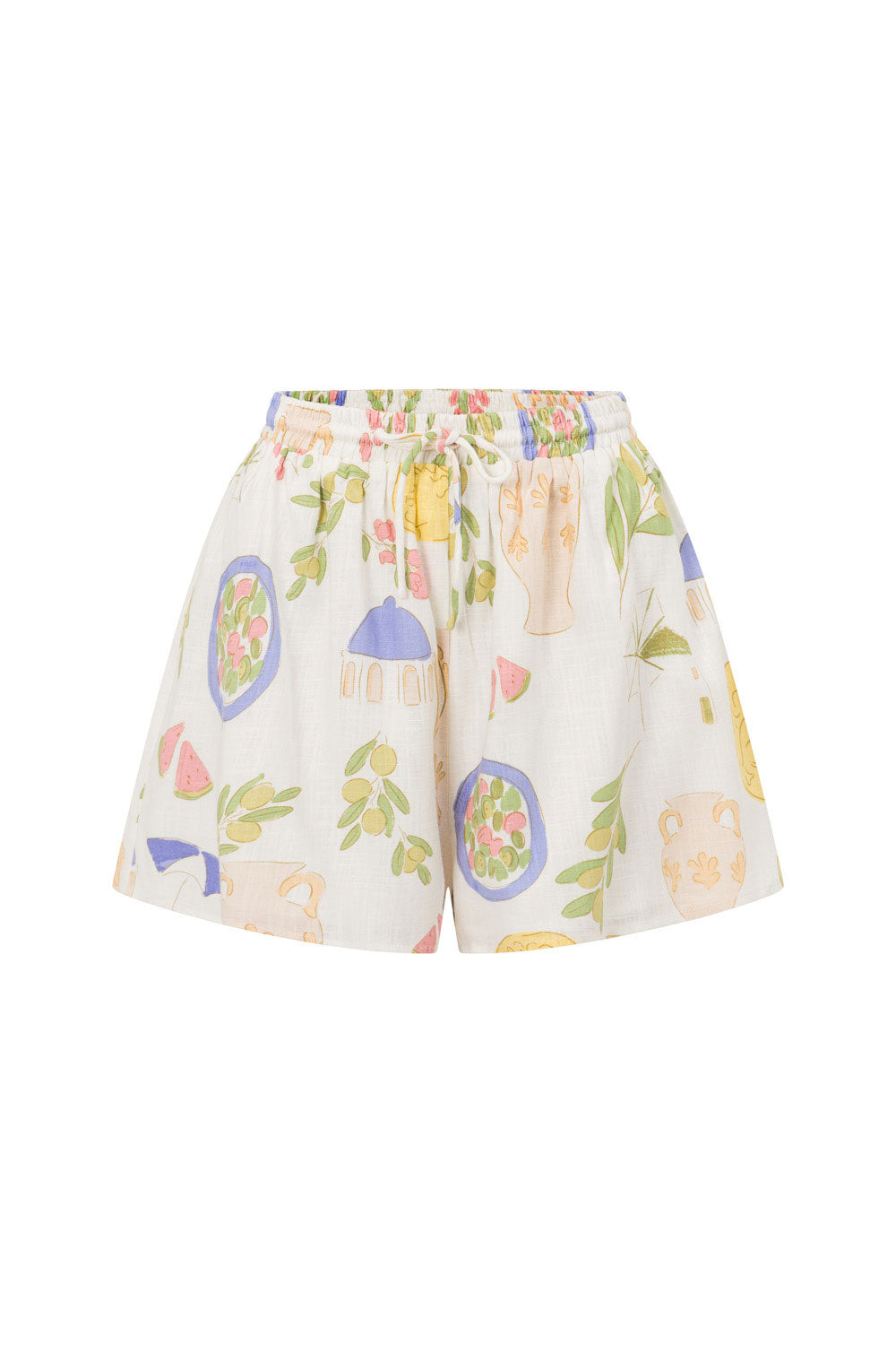 Exquisite Greece Print Leta High-Waisted Shorts by Sabo