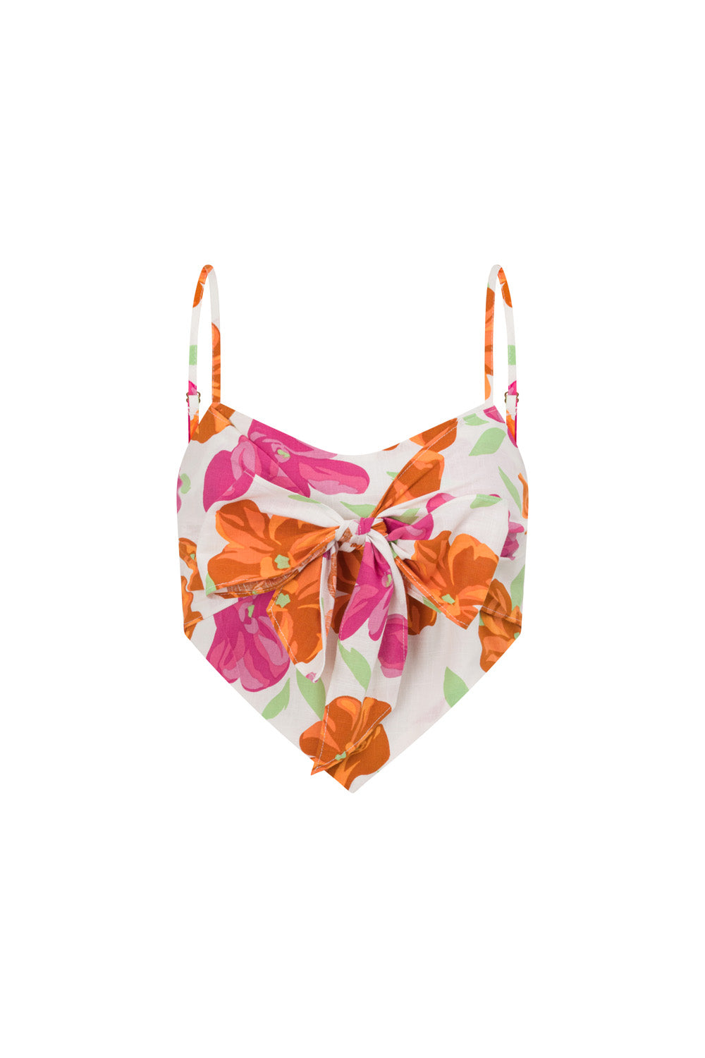 Exclusive Rosa Print Luan Tie Top in High - Quality Natural Cotton Slub