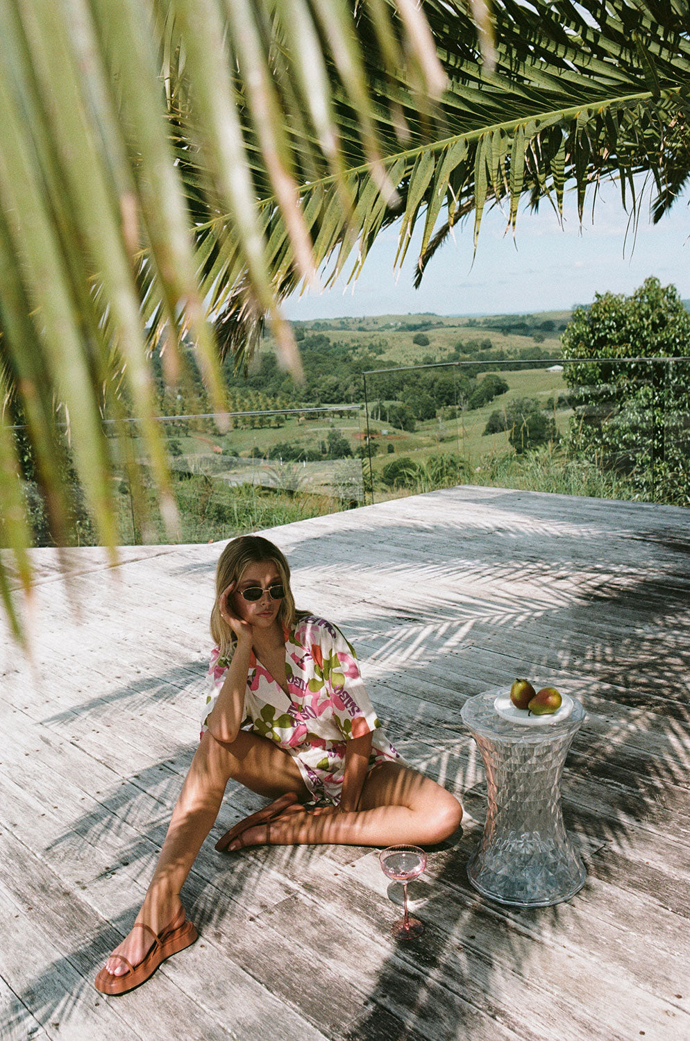Exclusive Tropical Print High-Waisted Seona Cotton Voile Shorts for Summer