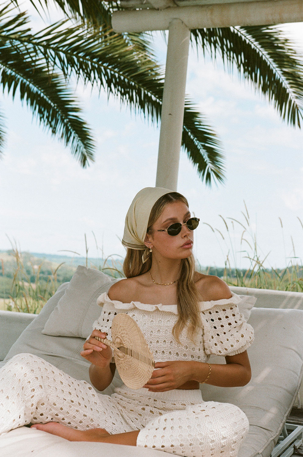 Luxurious Cream Kaylin Off - Shoulder Cotton Knit Top