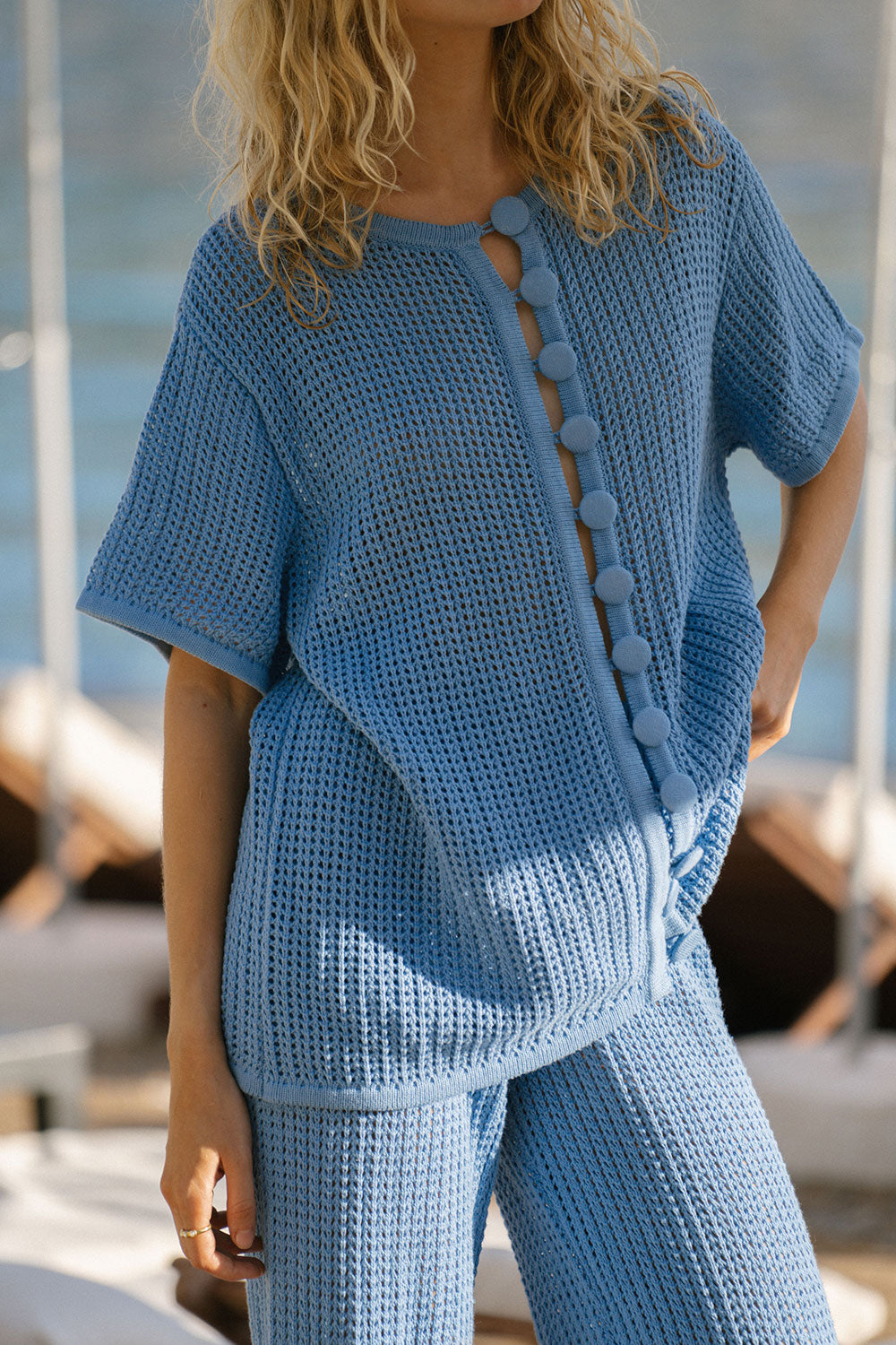 Stylish Blue Crochet-Inspired Zayna Women's Top