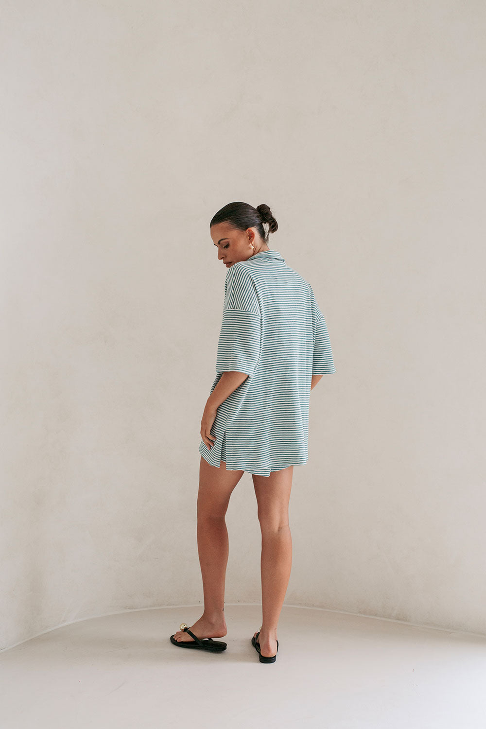 Unique Teal Stripe Mallory Sample Top for Fashion Lovers