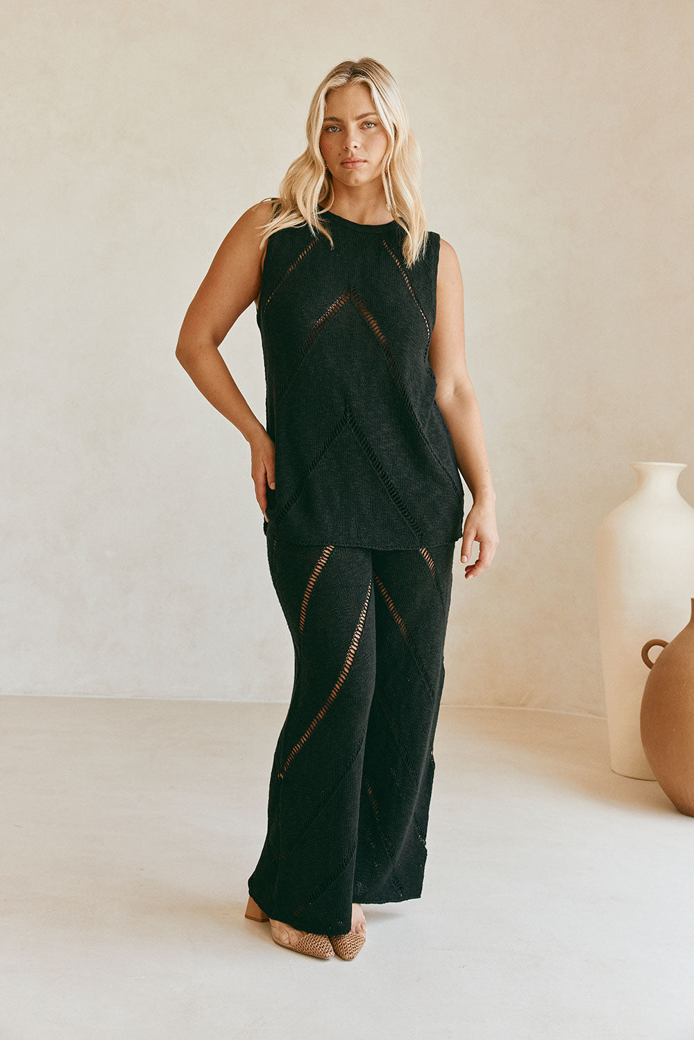 Black Signature Knit Josiah Trousers - A Stylish Bottom Wear