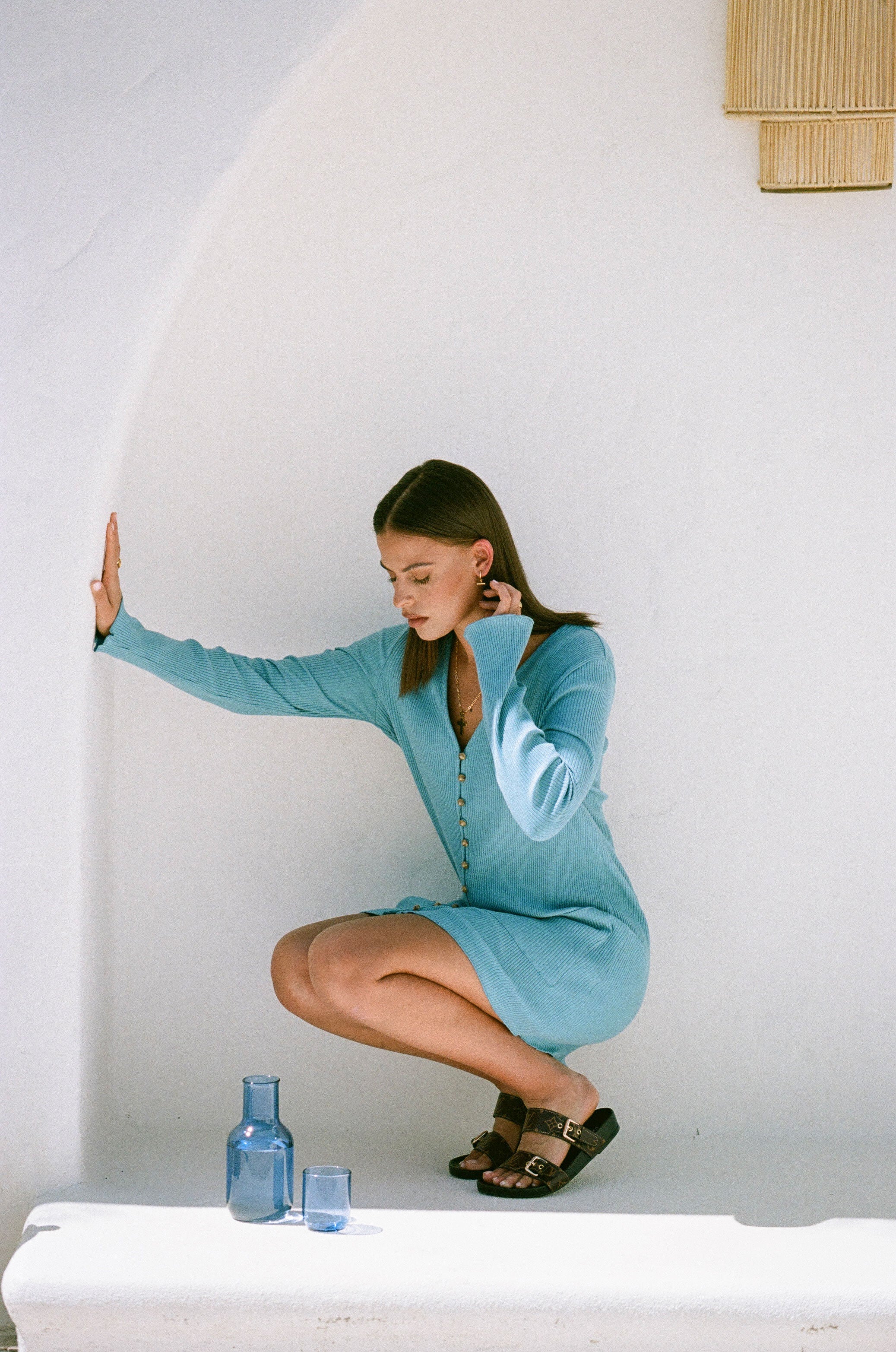 Stylish Blue Ribbed Pax Dress with Unique Design