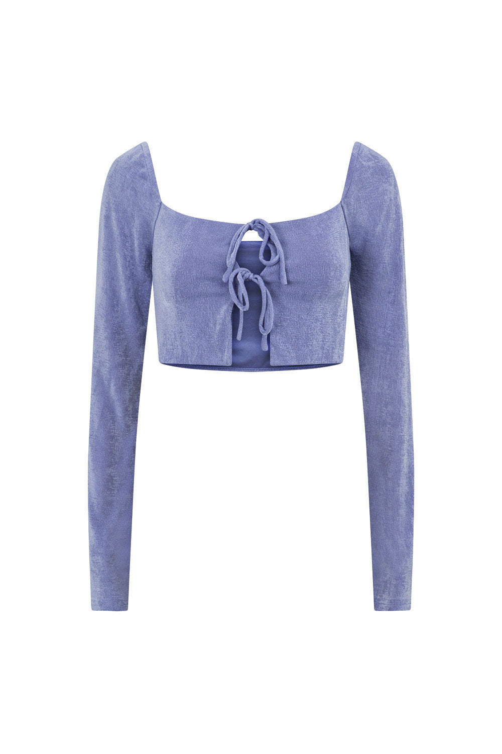 Marcelle Women's Periwinkle Cropped Stretch Top with Tie Closure