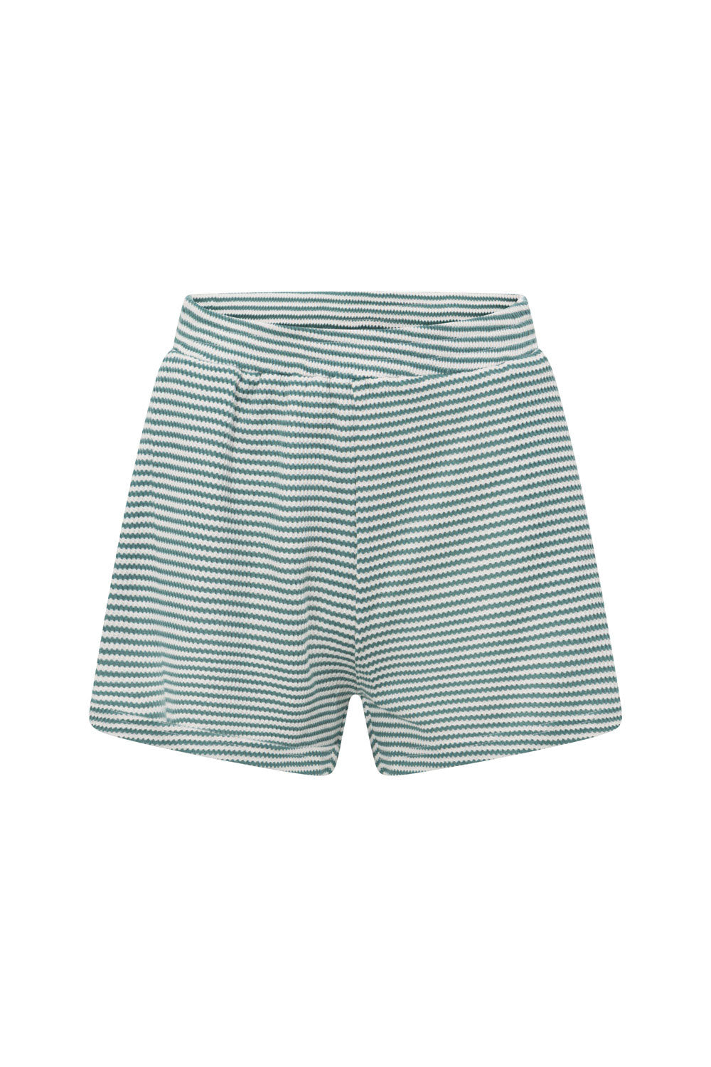 Sabo's Exclusive Teal Stripe Textured Rib Cotton Blend Mallory Shorts