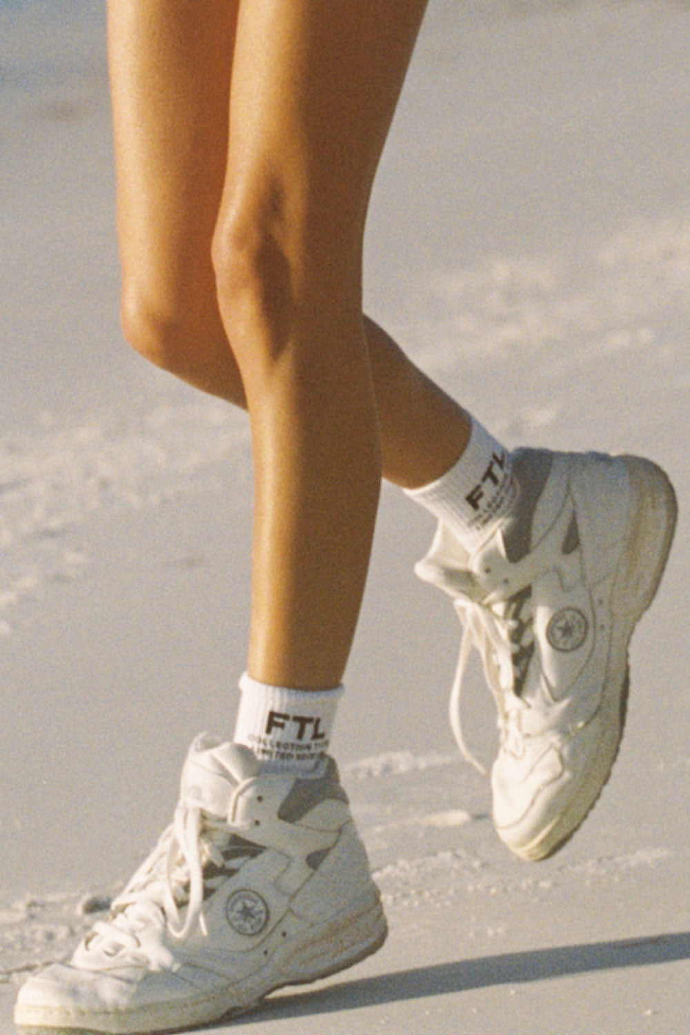 FT Drop 2 Stretchy White Socks with Stylish Black FTL Graphics