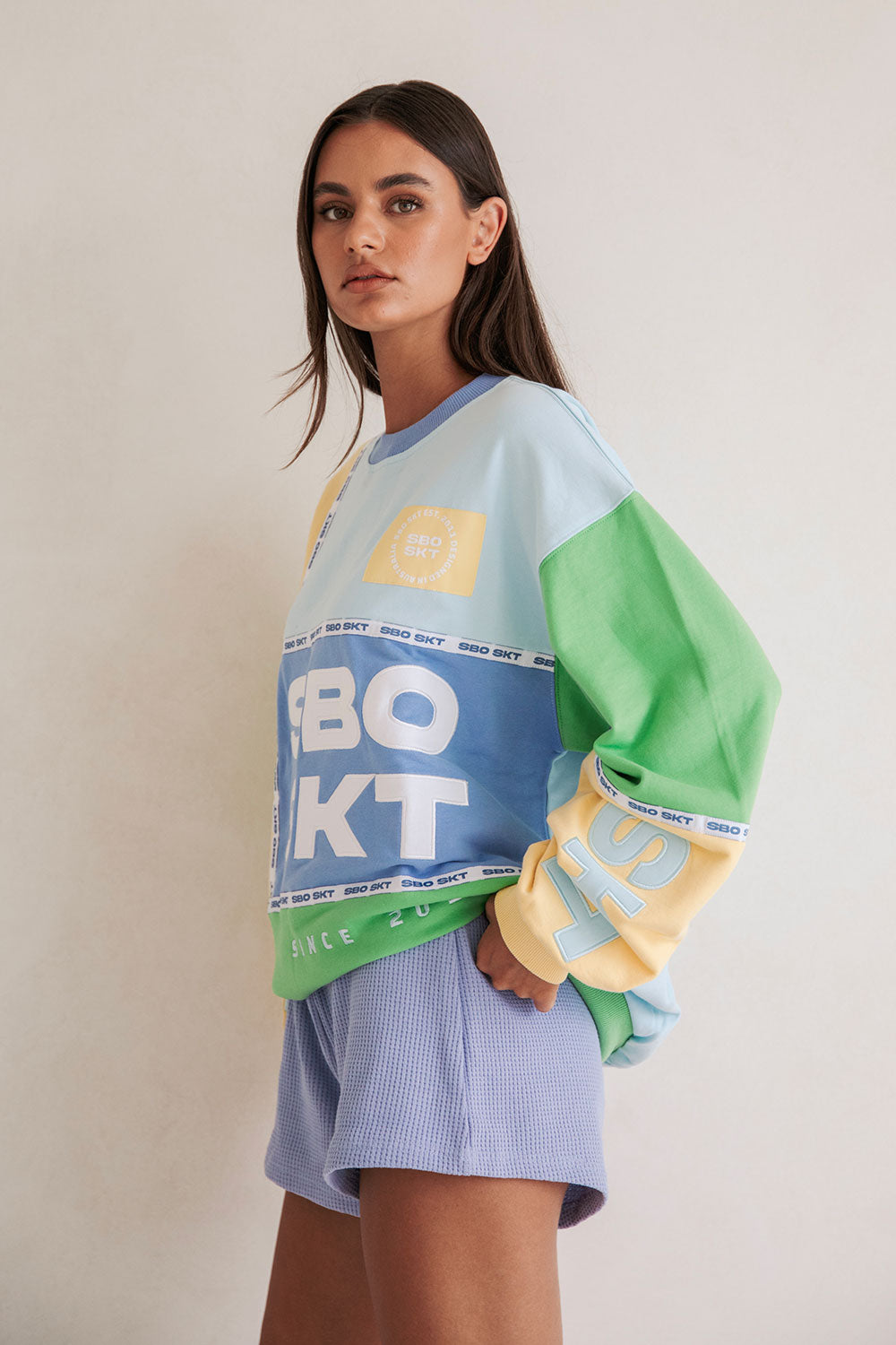 Uni - sex Oversized Vintage Hourglass Sweater in Blue, Yellow and Green