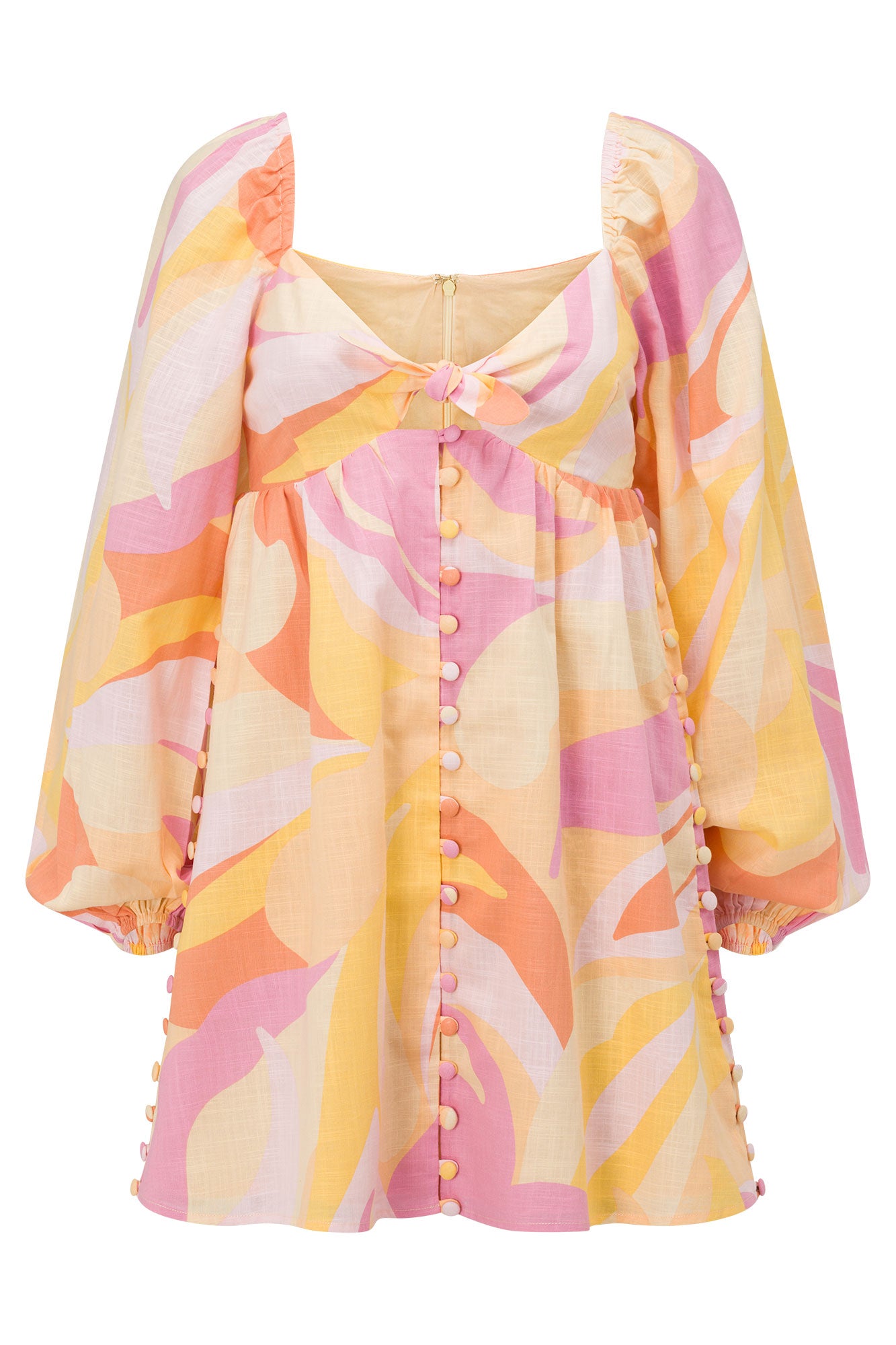 High - quality Natural Cotton Alya Babydoll Dress with Lucid Fuego Print