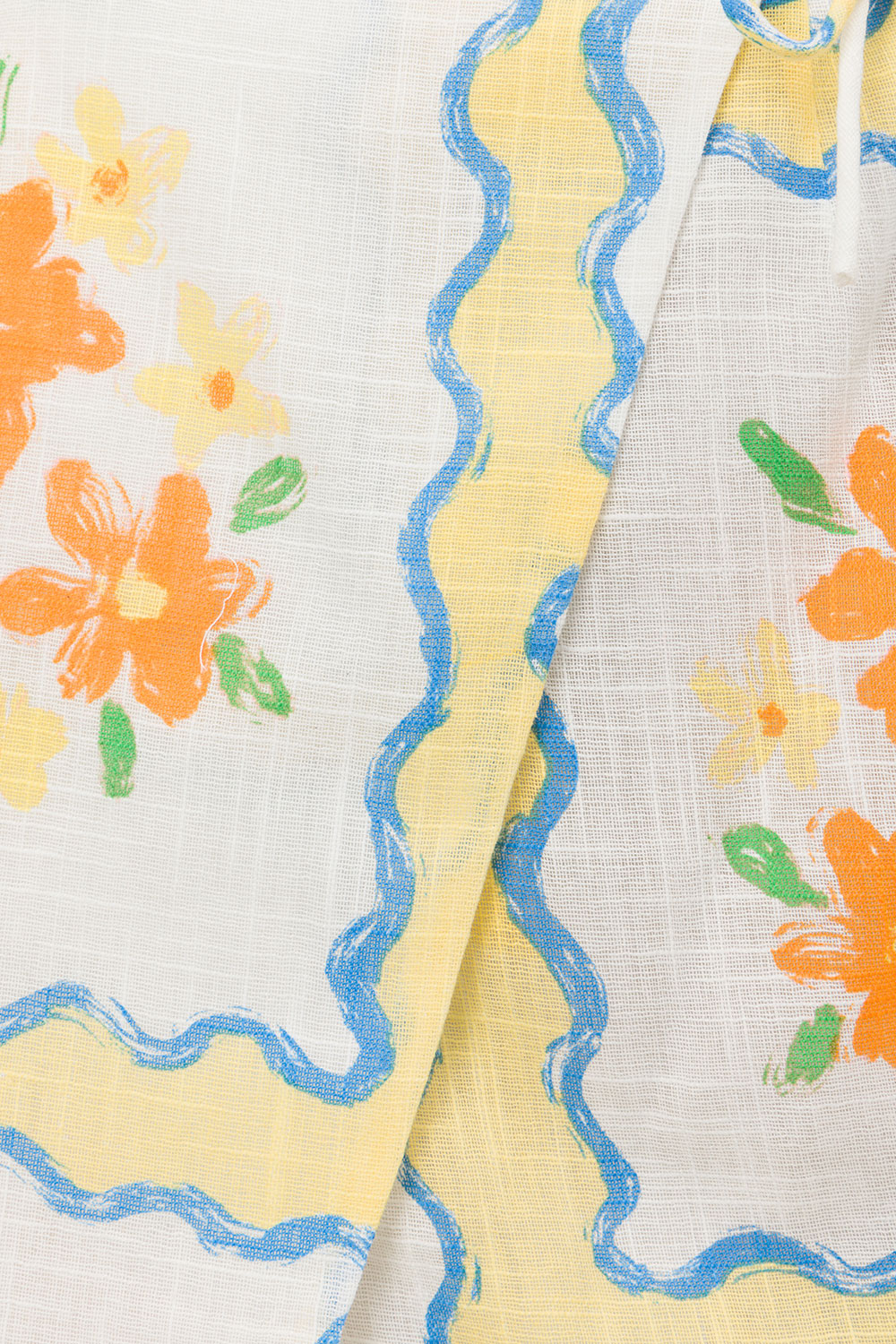 Women's Wrap-style Flower Pots Print Natural Cheesecloth Korey Skirt