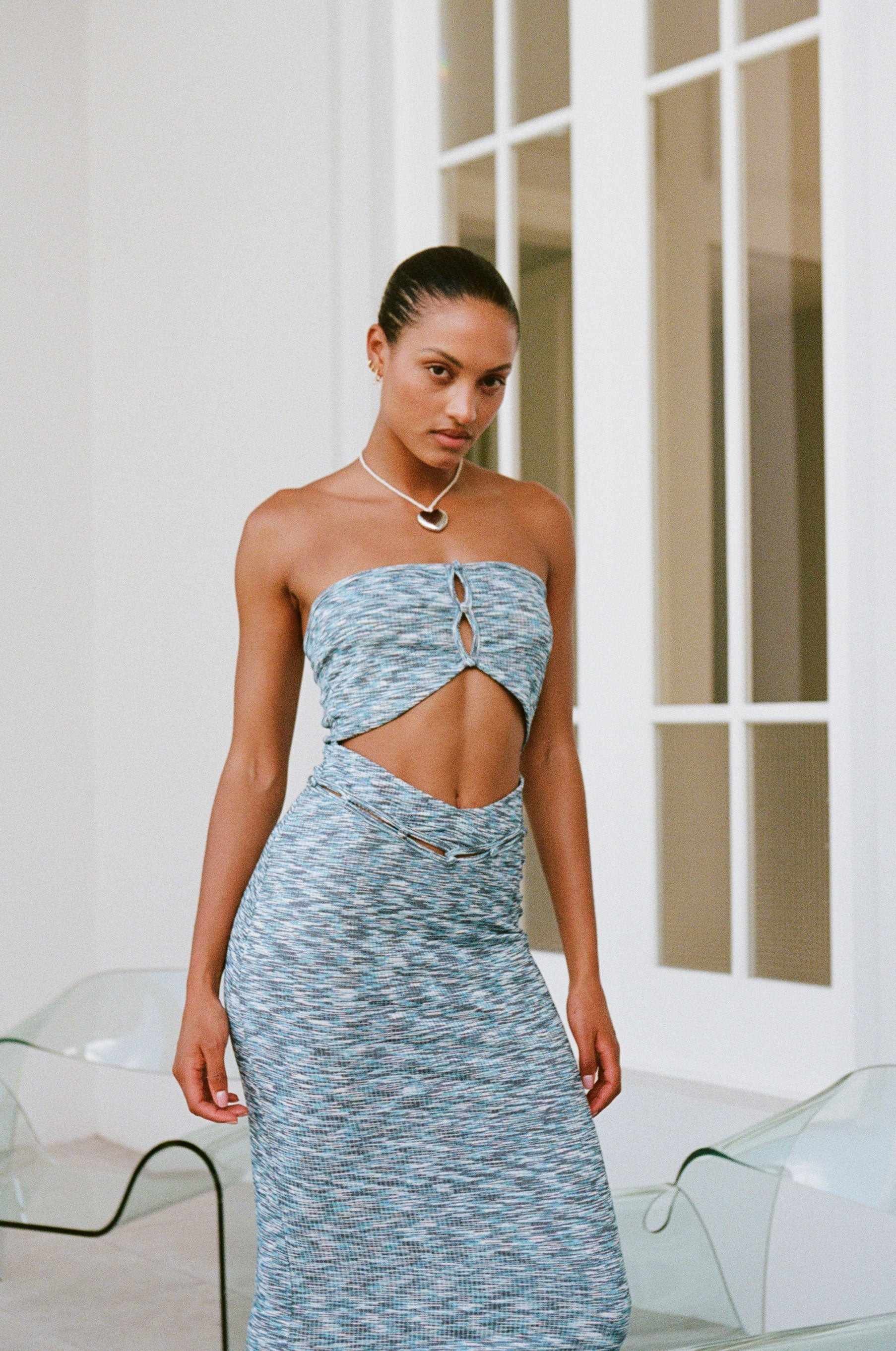 Stylish Strapless Sari-Inspired Cutout Evening Dress