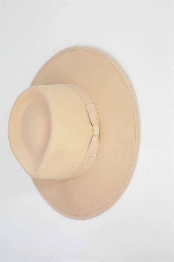 Beige Soft Wool Fedora Style Camel Rancher Hat for Vacation
