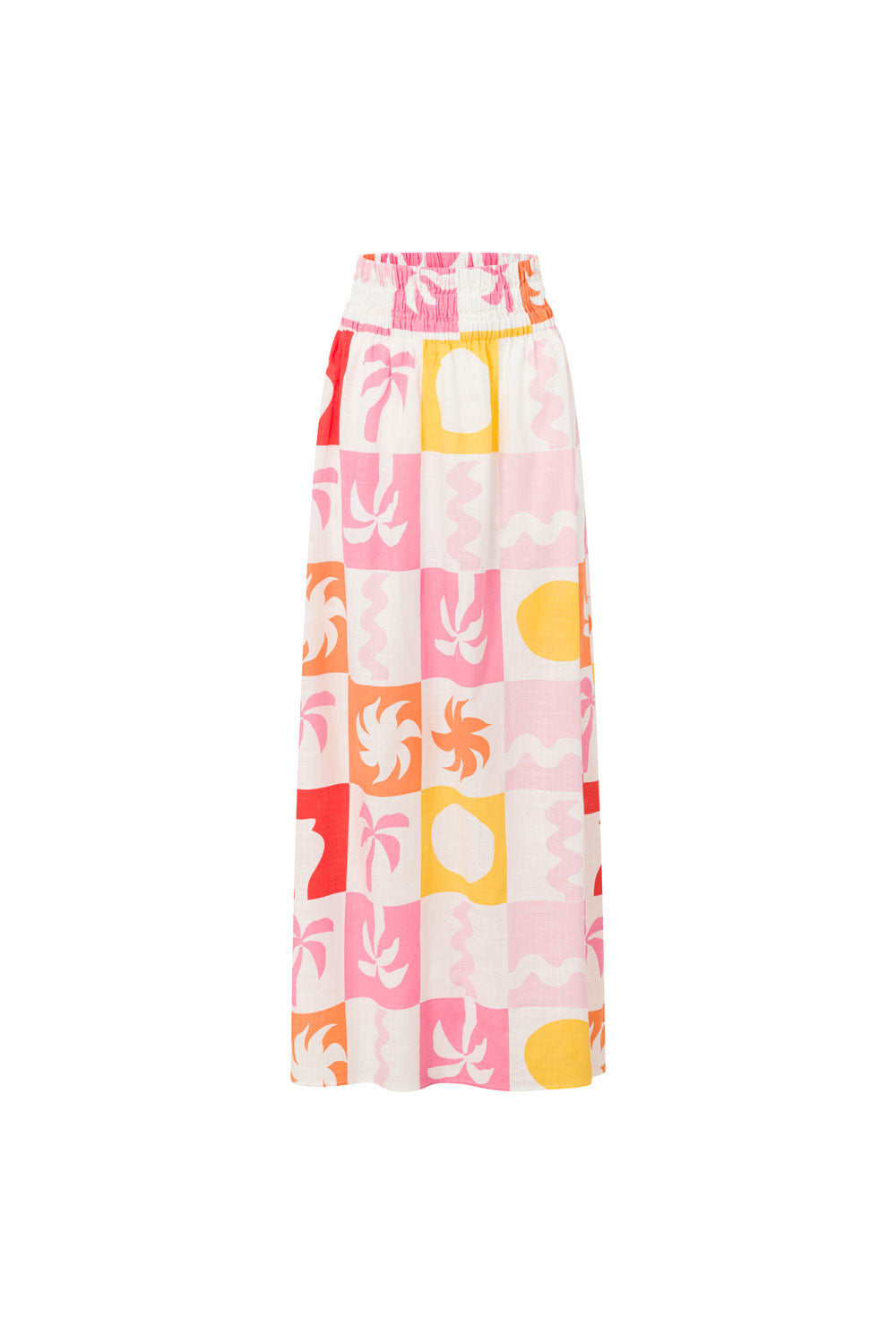 Sabo Exclusive Cooper Maxi Skirt with Palm Tile Fuego Print