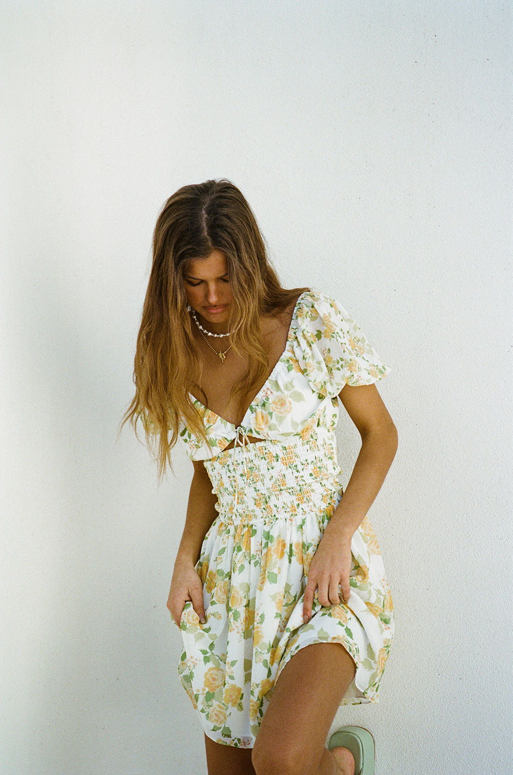 Sabo Exclusively Designed Women's Jorja Dress with Dusty Lemon Floral Print