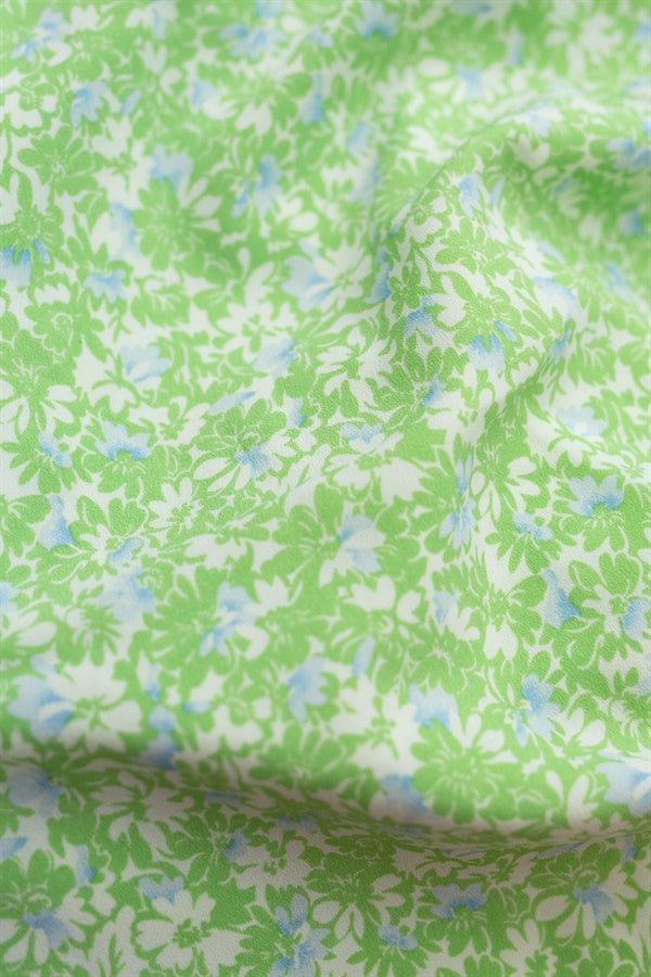 Soft Green Floral Print Angove Backless Dress for Night Out