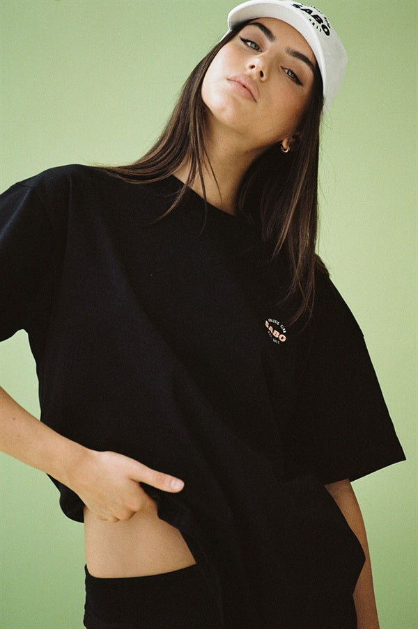 Sabo Exclusive Black Natural Cotton Noella Relaxed Crew Top