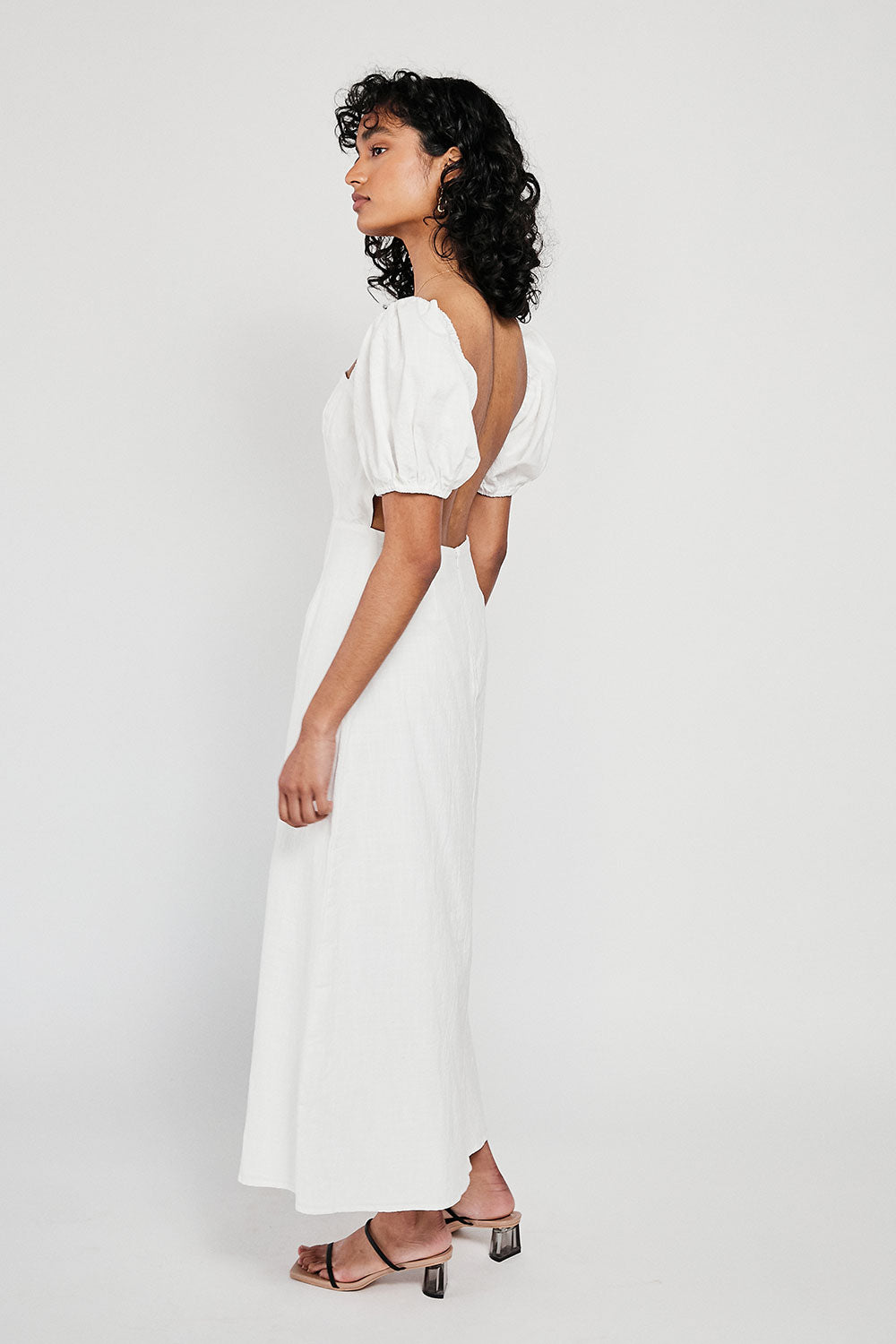 Backless White Samah Midi Dress for Women