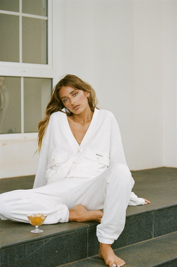 Exclusive Off-White Terry Back Amada Top with Unique Detailing
