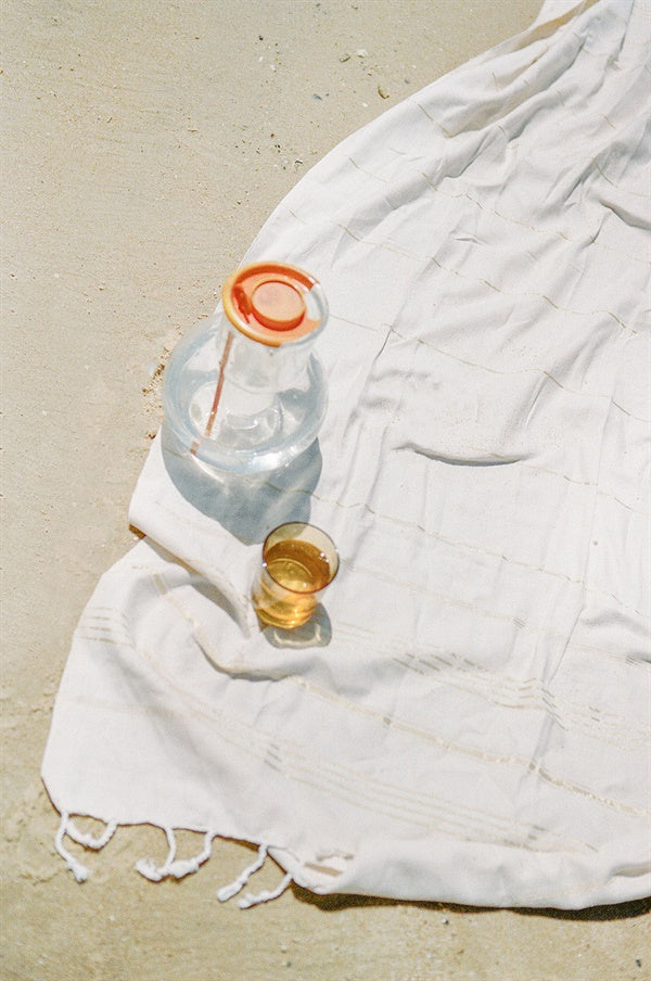 Charming Santorini Style Lightweight Natural Cotton Beach Towel